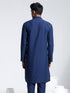 Vastramay Men's Navy Blue Cotton Silk Kurta