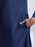 Vastramay Men's Navy Blue Cotton Silk Kurta And Pyjama Set