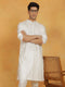 Vastramay Men's Off White Cotton Silk Kurta