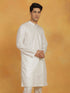 Vastramay Men's Off White Cotton Silk Kurta