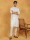 Vastramay Men's Off White Cotton Silk Kurta And Pyjama Set