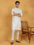 Vastramay Men's Off White Cotton Silk Kurta And Pyjama Set