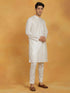 Vastramay Men's Off White Cotton Silk Kurta And Pyjama Set