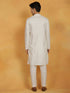 Vastramay Men's Off White Cotton Silk Kurta And Pyjama Set