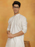 Vastramay Men's Off White Cotton Silk Kurta And Pyjama Set