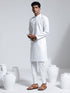 Vastramay Men's White Cotton Silk Kurta And Pyjama Set
