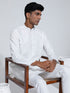 Vastramay Men's White Cotton Silk Kurta And Pyjama Set