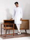 Vastramay Men's White Cotton Kurta Pyjama Set