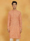 Vastramay Men's Orange Muslin Kurta