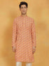 Vastramay Men's Orange Muslin Kurta