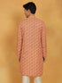 Vastramay Men's Orange Muslin Kurta