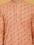 Vastramay Men's Orange Muslin Kurta