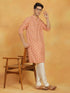 Vastramay Men's Orange Muslin Kurta