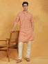 Vastramay Men's Orange And Cream Muslin Kurta And Pyjama Set