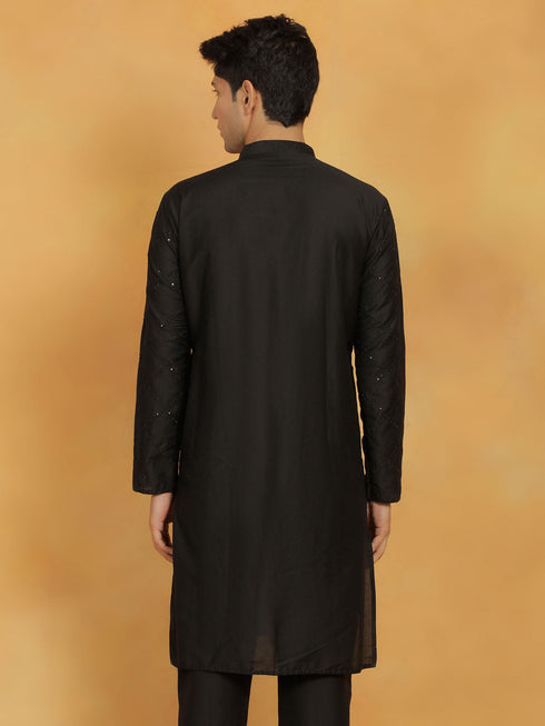 Vastramay Men's Black Viscose Kurta