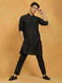Vastramay Men's Black Viscose Kurta And Pyjama Set