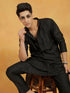 Vastramay Men's Black Viscose Kurta And Pyjama Set