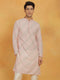 Vastramay Men's Pink Maslin Kurta