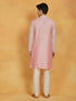 Vastramay Men's Pink Maslin Kurta And Pyjama Set