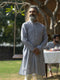 Vastramay Men's Gray Cotton Blend Kurta