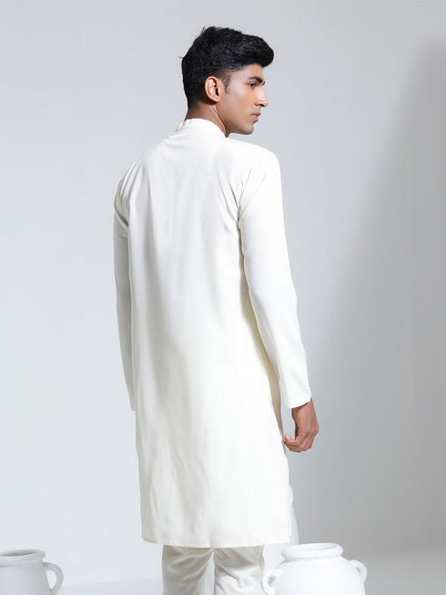 Vastramay Men's Cream Crepe Kurta