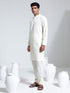 Vastramay Men's Cream Crepe Kurta And Pyjama