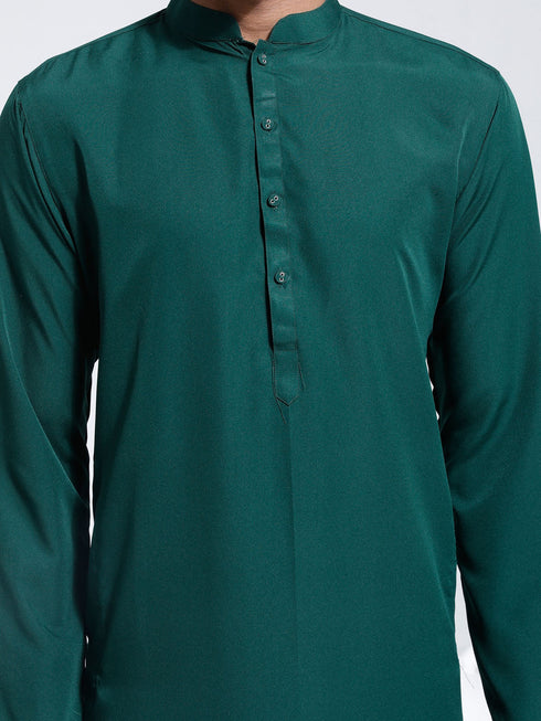 Vastramay Men's Green Crepe Kurta