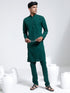 Vastramay Men's Green Crepe Kurta And Pyjama