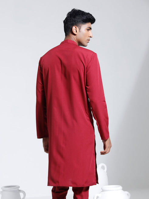 Vastramay Men's Maroon Crepe Kurta
