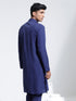 Vastramay Men's Navy Blue Crepe Kurta