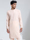 Vastramay Men's Peach Crepe Kurta