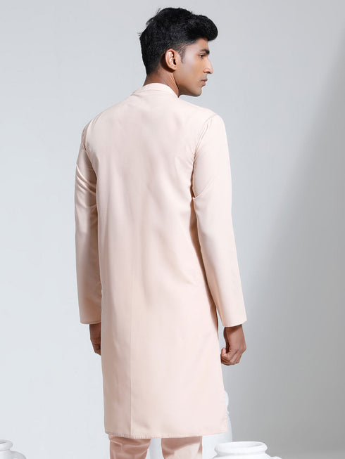 Vastramay Men's Peach Crepe Kurta