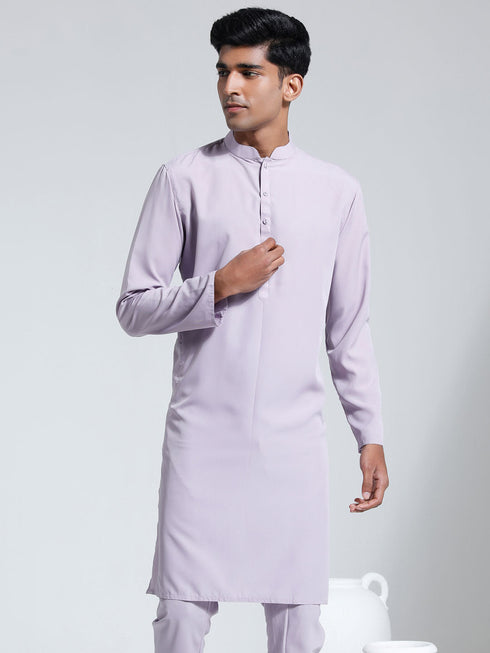Vastramay Men's Purple Crepe Kurta