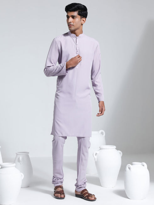 Vastramay Men's Purple Crepe Kurta And Pyjama