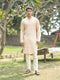 Vastramay Men's Peach And Cream Viscose Kurta And Pyjama Set