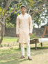 Vastramay Men's Peach And Cream Viscose Kurta And Pyjama Set