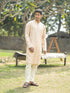 Vastramay Men's Peach And Cream Viscose Kurta And Pyjama Set