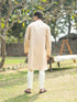 Vastramay Men's Peach And Cream Viscose Kurta And Pyjama Set