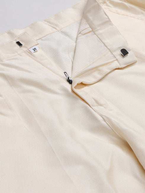 Vastramay Men's Peach And Cream Viscose Kurta And Pyjama Set
