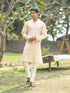 Vastramay Men's Peach And Cream Viscose Kurta And Pyjama Set