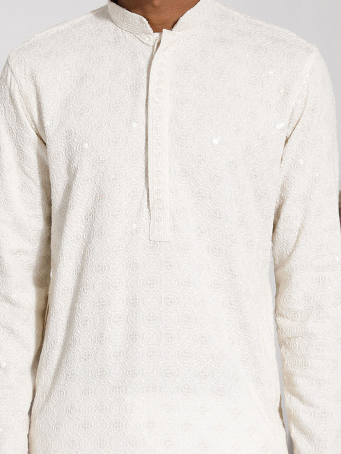 Vastramay Men's Cream Rayon Kurta