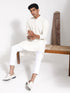 Vastramay Men's Cream Rayon Kurta And Pyjama Set
