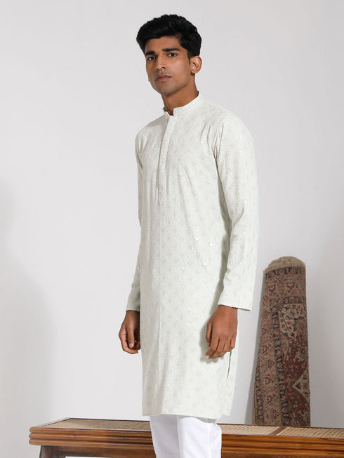Vastramay Men's Cream Rayon Kurta
