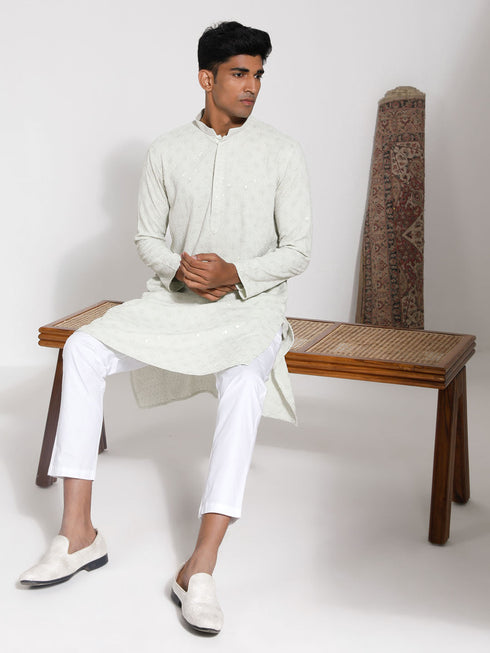 Vastramay Men's Pista Rayon Kurta