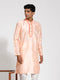 Vastramay Men's Peach Dupion Silk Kurta