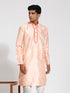 Vastramay Men's Peach Dupion Silk Kurta