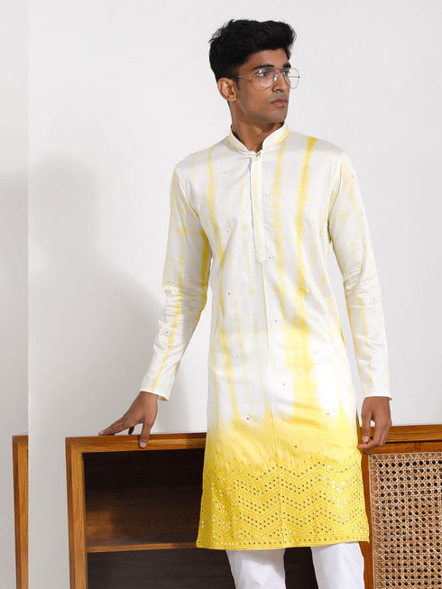 Vastramay Men's Yellow Viscose Kurta