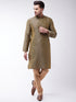 Vastramay Men's Black And Rose Gold Silk Blend Kurta With Churidar Set