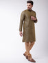 Vastramay Men's Black And Rose Gold Silk Blend Kurta With Churidar Set
