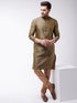 Vastramay Men's Black And Rose Gold Silk Blend Kurta With Churidar Set